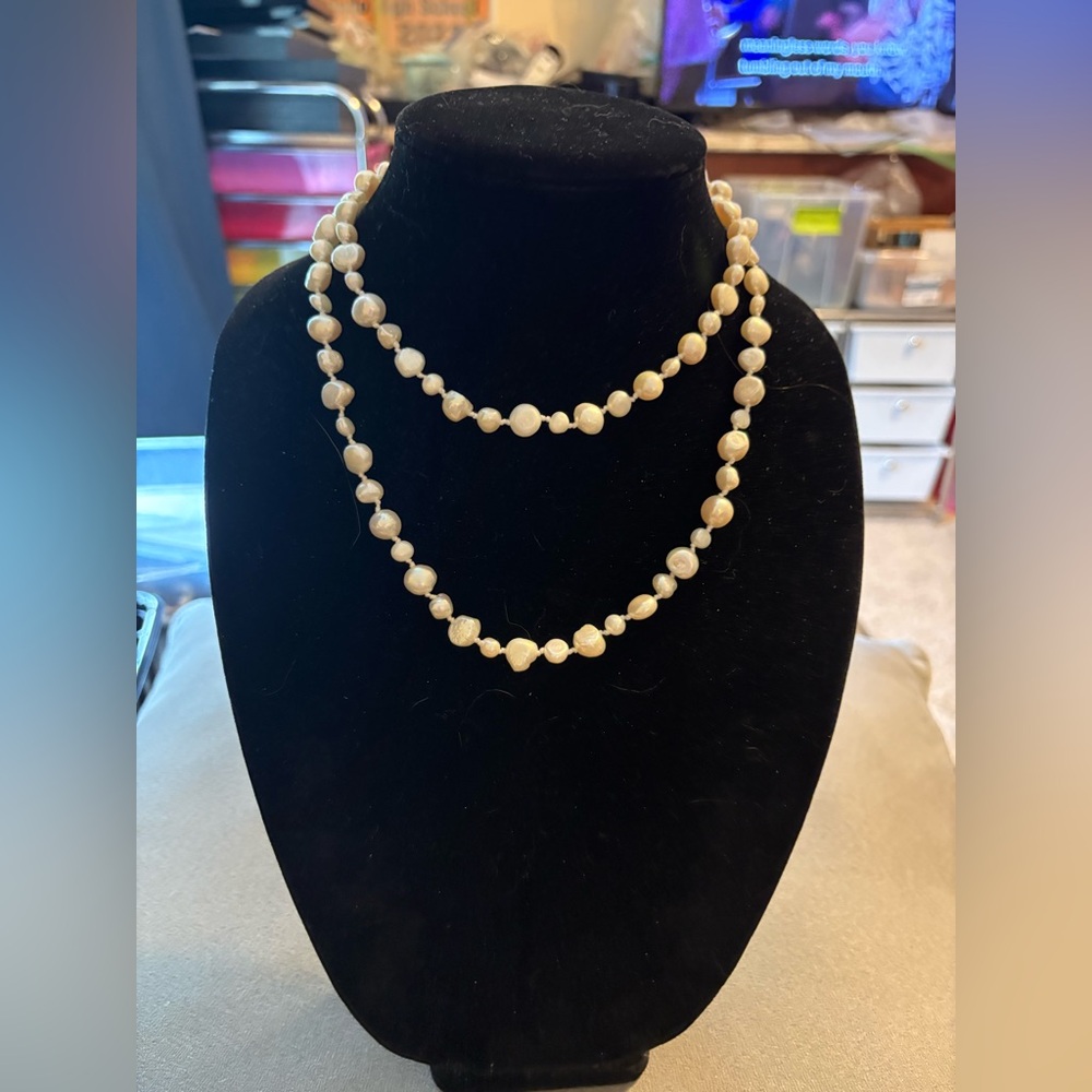 Freshwater Pearl Double Knotted Endless 36” Necklace Pretty Luster